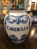 “Cordelia” Blue and White Wood Cover Jar