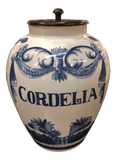 “Cordelia” Blue and White Wood Cover Jar