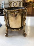 English Brass Jardinière in Faux Bamboo Stand