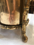 English Brass Jardinière in Faux Bamboo Stand
