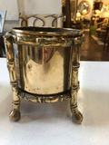 English Brass Jardinière in Faux Bamboo Stand