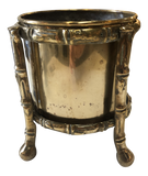 English Brass Jardinière in Faux Bamboo Stand