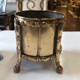 English Brass Jardinière in Faux Bamboo Stand