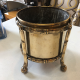 English Brass Jardinière in Faux Bamboo Stand