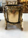 English Brass Jardinière in Faux Bamboo Stand
