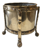 English Brass Jardinière in Faux Bamboo Stand