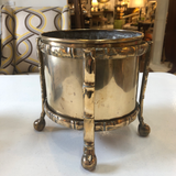English Brass Jardinière in Faux Bamboo Stand