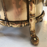 English Brass Jardinière in Faux Bamboo Stand