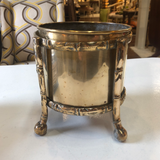 English Brass Jardinière in Faux Bamboo Stand