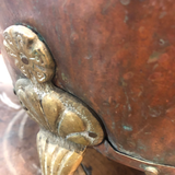 English Copper Bucket With Feet and Lion's Heads