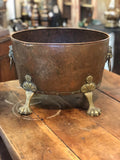 English Copper Bucket With Feet and Lion's Heads