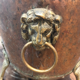 English Copper Bucket With Feet and Lion's Heads