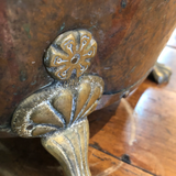 English Copper Bucket With Feet and Lion's Heads