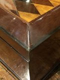 English "Harlequin Style" Marquetry Box W/Storage