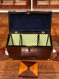 English "Harlequin Style" Marquetry Box W/Storage