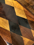 English "Harlequin Style" Marquetry Box W/Storage