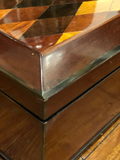 English "Harlequin Style" Marquetry Box W/Storage