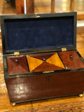 English "Harlequin Style" Marquetry Box W/Storage