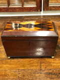 English "Harlequin Style" Marquetry Box W/Storage