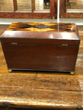 English "Harlequin Style" Marquetry Box W/Storage
