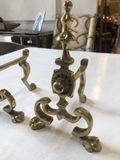 English Petite Brass Chenets - a Pair