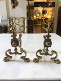 English Petite Brass Chenets - a Pair