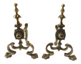 English Petite Brass Chenets - a Pair