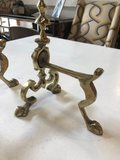 English Petite Brass Chenets - a Pair