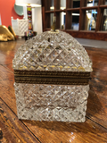 French Crystal Dome-Shaped Lidded Box With Brass Handle