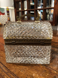 French Crystal Dome-Shaped Lidded Box With Brass Handle
