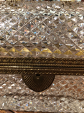 French Crystal Dome-Shaped Lidded Box With Brass Handle