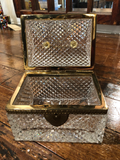 French Crystal Dome-Shaped Lidded Box With Brass Handle