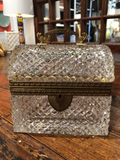 French Crystal Dome-Shaped Lidded Box With Brass Handle