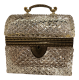 French Crystal Dome-Shaped Lidded Box With Brass Handle