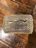 French Crystal Dome-Shaped Lidded Box With Brass Handle