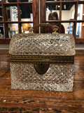 French Crystal Dome-Shaped Lidded Box With Brass Handle