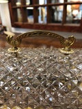 French Crystal Dome-Shaped Lidded Box With Brass Handle