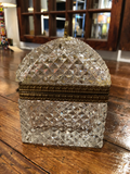 French Crystal Dome-Shaped Lidded Box With Brass Handle