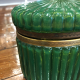 French Glass Dresser Box With Brass Trim