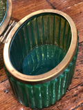 French Glass Dresser Box With Brass Trim