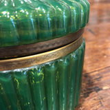 French Glass Dresser Box With Brass Trim