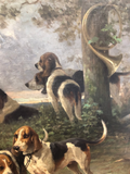 French Period Oil of Hunting Dogs Resting