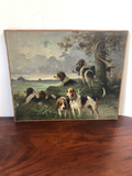 French Period Oil of Hunting Dogs Resting