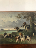 French Period Oil of Hunting Dogs Resting