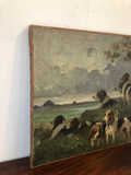 French Period Oil of Hunting Dogs Resting