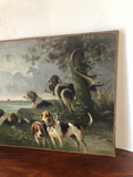 French Period Oil of Hunting Dogs Resting