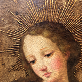 Hand-Painted French Oil Painting of Madonna on Board