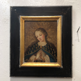 Hand-Painted French Oil Painting of Madonna on Board