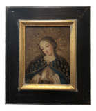 Hand-Painted French Oil Painting of Madonna on Board