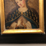 Hand-Painted French Oil Painting of Madonna on Board